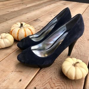 Navy Blue Suede Heels